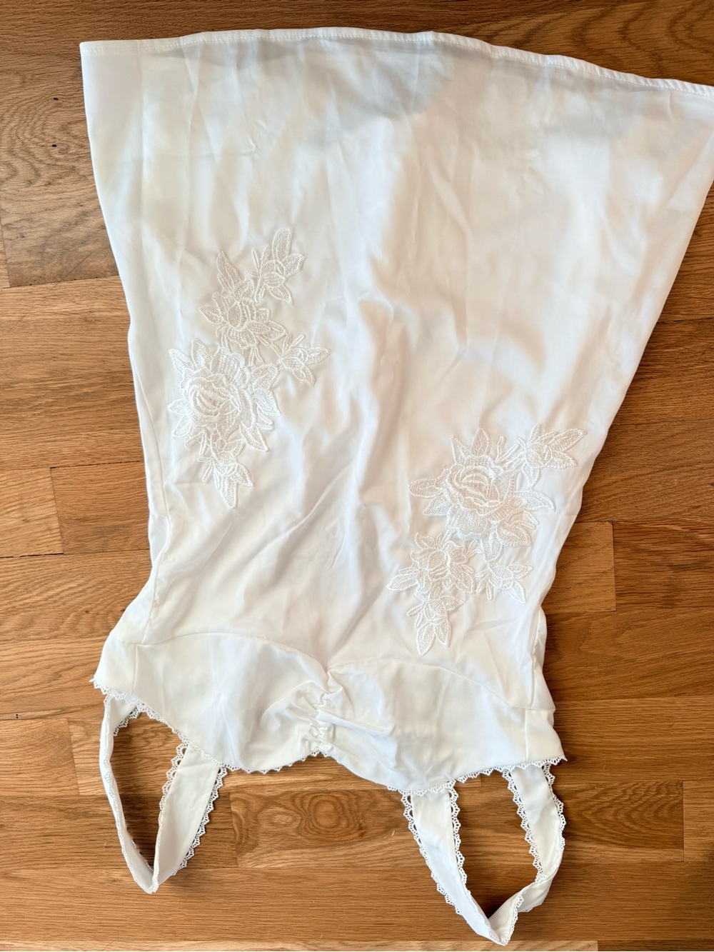Women's White Lace-Embellished Slip Dress